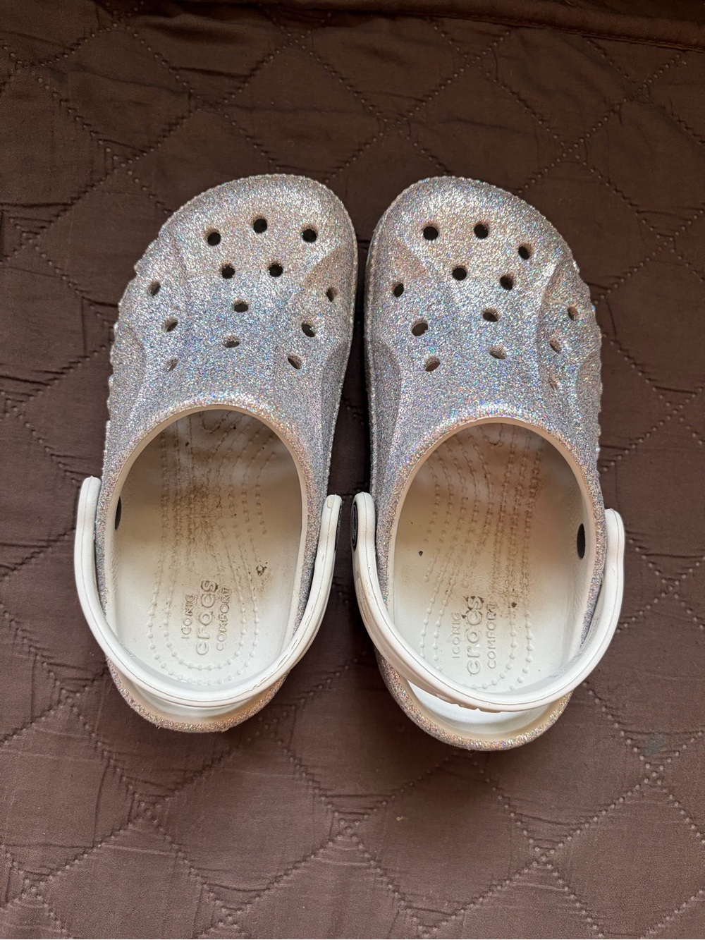 CROCS Kids Glitter Classic Clog in Silver Sparkle